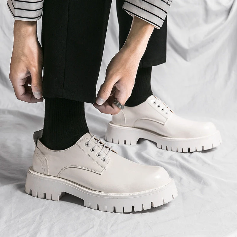 Damen modische Schnürschuhe mit robuster Plattformsohle und hochwertigem Leder