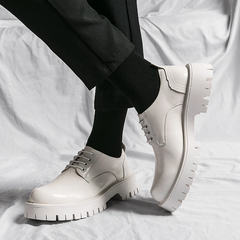 Damen modische Schnürschuhe mit robuster Plattformsohle und hochwertigem Leder