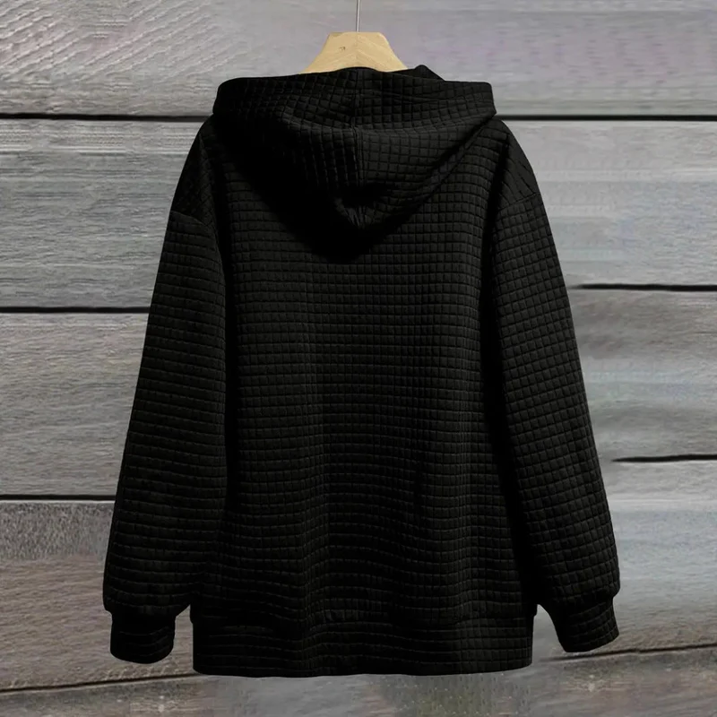 Damen nan oversized Kapuzenjacke mit Reißverschluss, handgeschriNord Taschenener Typo-Applikation und Kontrast-Eingrifftaschen