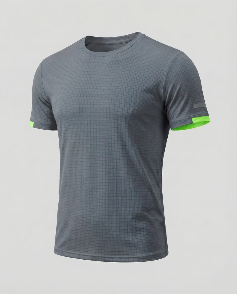 Herren nan athletisches Sportshirt aus strukturierter Mikrofaser mit Rundhalsausschnitt und figurnaher Passform