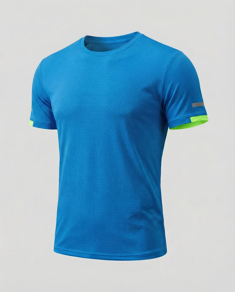 Herren nan athletisches Sportshirt aus strukturierter Mikrofaser mit Rundhalsausschnitt und figurnaher Passform