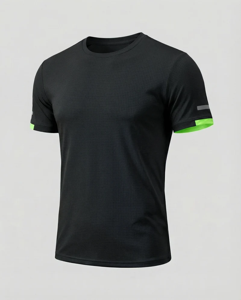 Herren nan athletisches Sportshirt aus strukturierter Mikrofaser mit Rundhalsausschnitt und figurnaher Passform