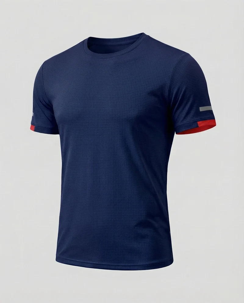 Herren nan athletisches Sportshirt aus strukturierter Mikrofaser mit Rundhalsausschnitt und figurnaher Passform