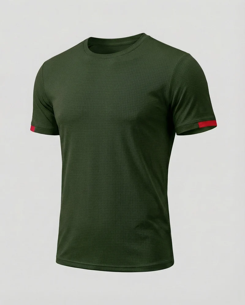 Herren nan athletisches Sportshirt aus strukturierter Mikrofaser mit Rundhalsausschnitt und figurnaher Passform