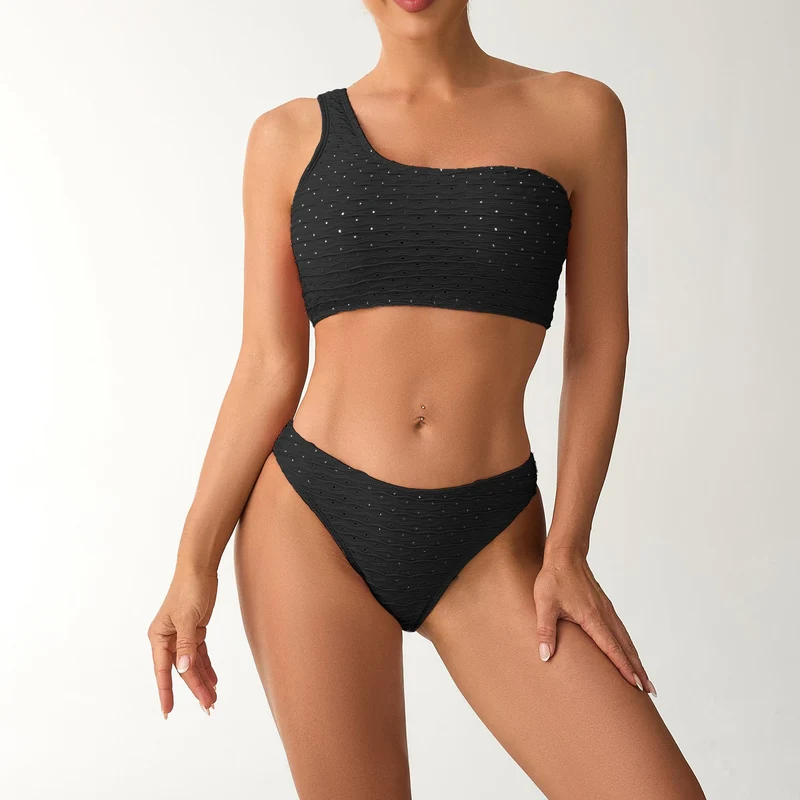 Damen Einseitiger Bikini mit strukturierter Oberfläche Nord Taschen