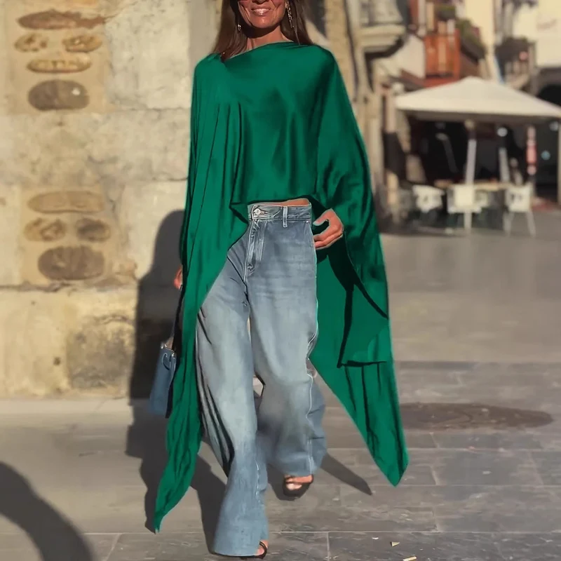 Damen luftige Tunika mit asymmetrischem Schnitt