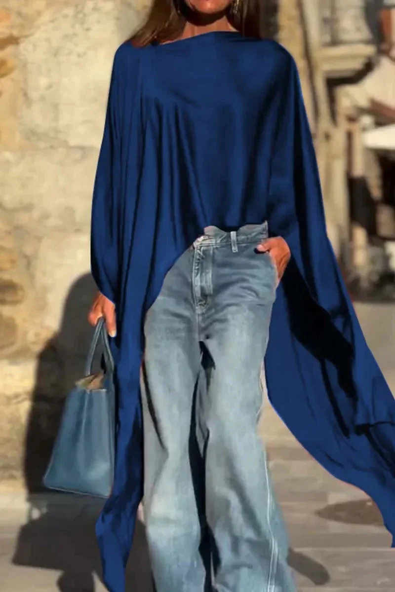 Damen luftige Tunika mit asymmetrischem Schnitt