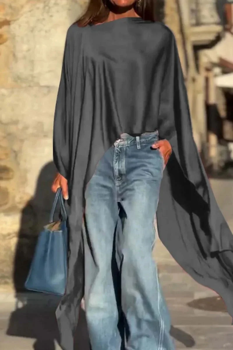Damen luftige Tunika mit asymmetrischem Schnitt