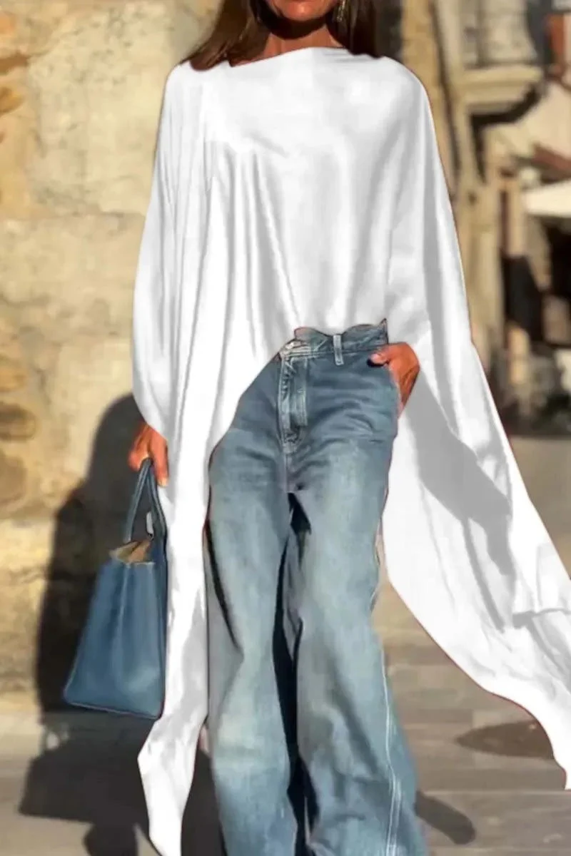 Damen luftige Tunika mit asymmetrischem Schnitt