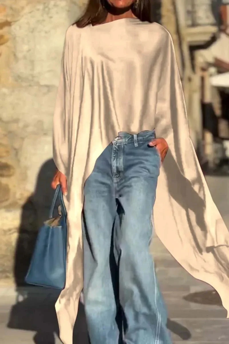 Damen luftige Tunika mit asymmetrischem Schnitt