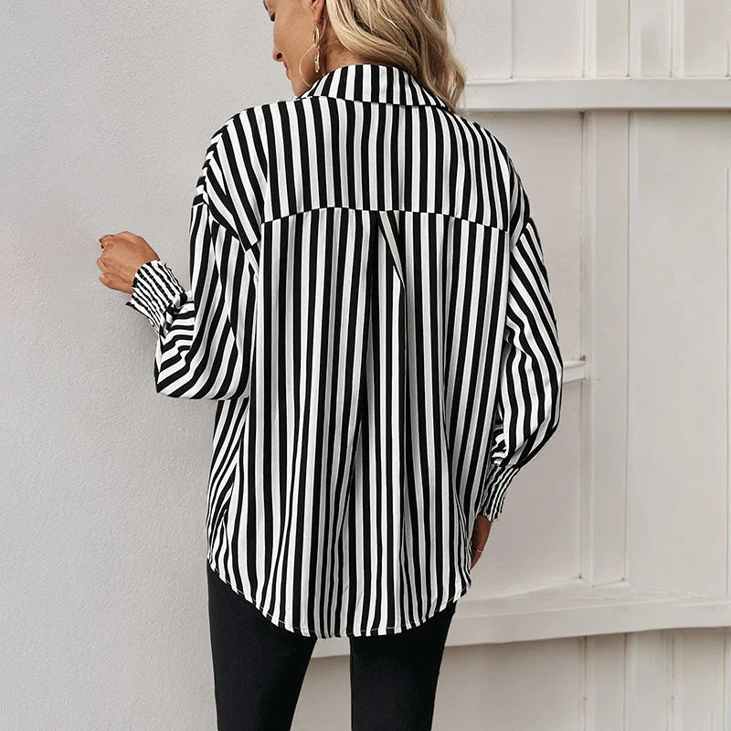 Damen gestreifte Bluse im lässigen Oversized-Stil