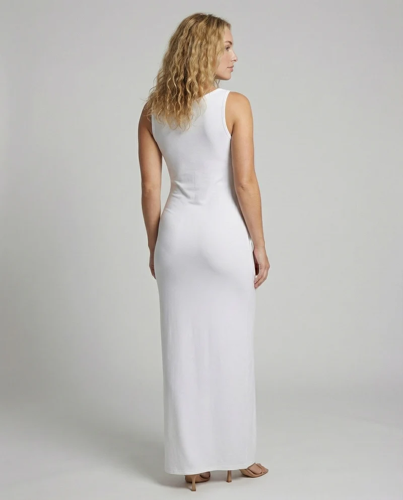 Damen schlankes Maxi-Tankkleid aus Rippjersey