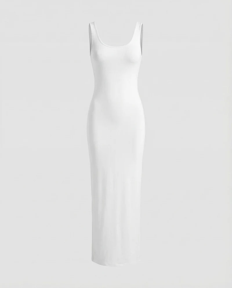 Damen schlankes Maxi-Tankkleid aus Rippjersey