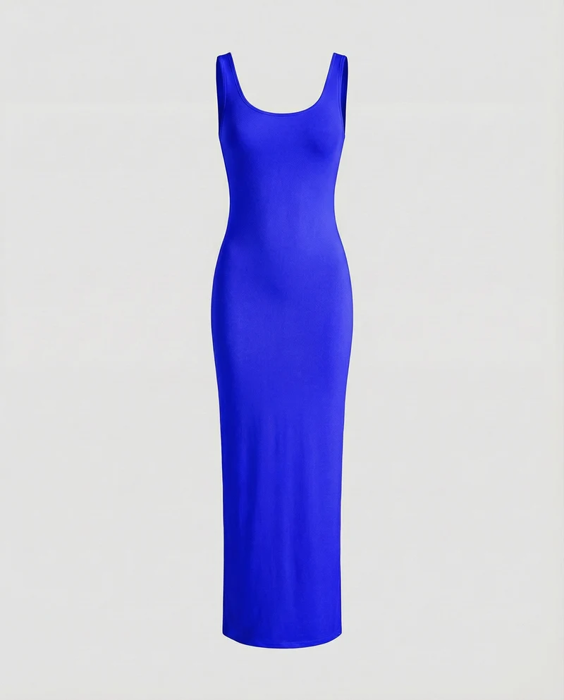 Damen schlankes Maxi-Tankkleid aus Rippjersey