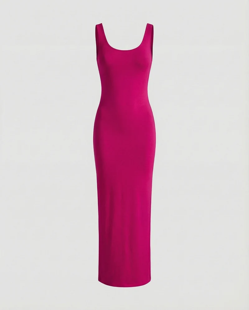 Damen schlankes Maxi-Tankkleid aus Rippjersey