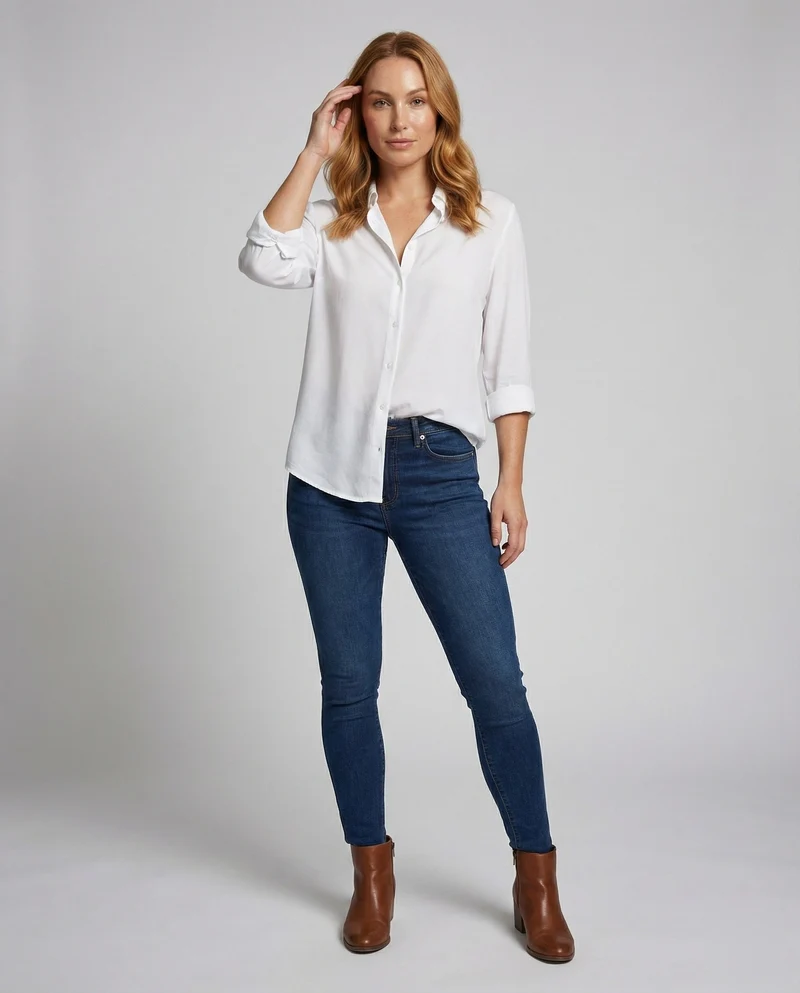 Damen Legere Crêpe Viskose Hemdbluse