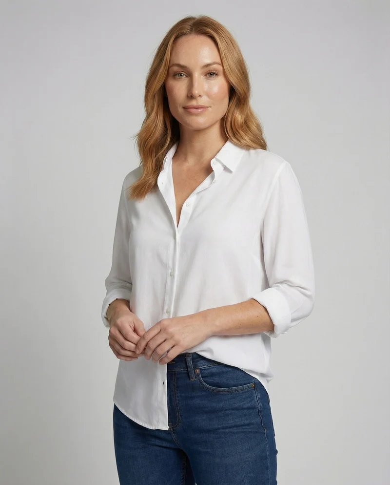 Damen Legere Crêpe Viskose Hemdbluse