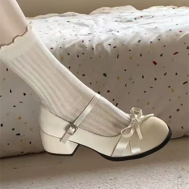 Damen Elegante Mary Jane Schuhe mit dekorativen Schleifen und großzügigem Blockabsatz