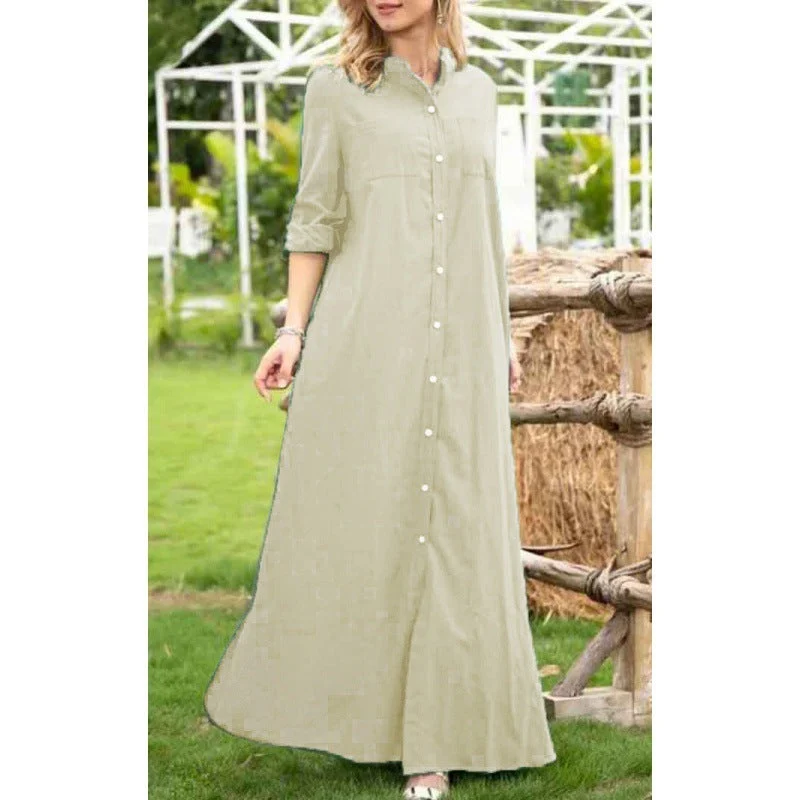 Damen Langarmhemdkleid mit Knopfdetails und raffiniertem Schnitt