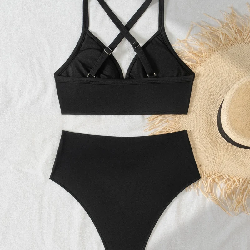 Damen Hochtaillierter Bikini mit Raffungen