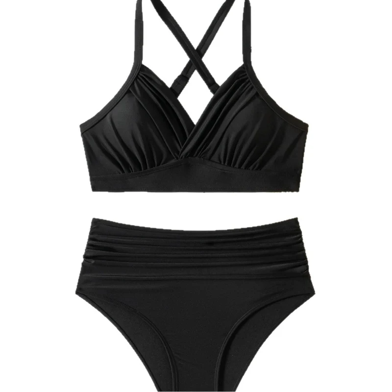 Damen Hochtaillierter Bikini mit Raffungen
