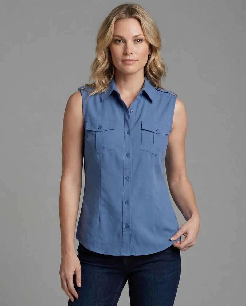 Damen Utility-Hemdbluse Doppel-Brusttaschen