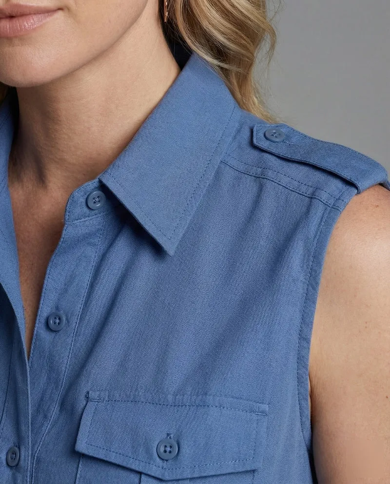Damen Utility-Hemdbluse Doppel-Brusttaschen