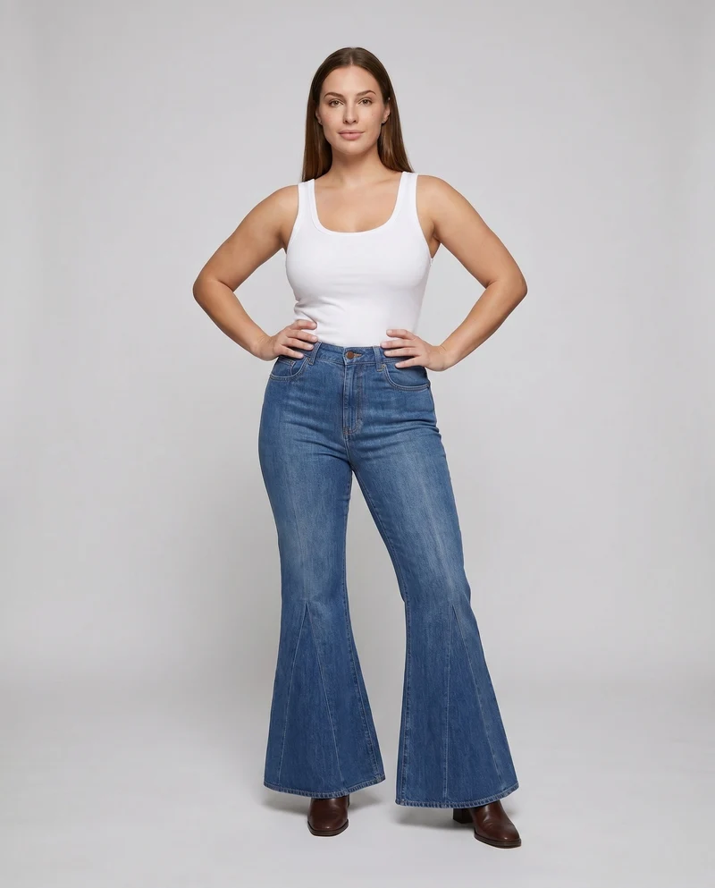 Damen Schlaghose mit hohem Bund und modischer Weite Nord Taschen