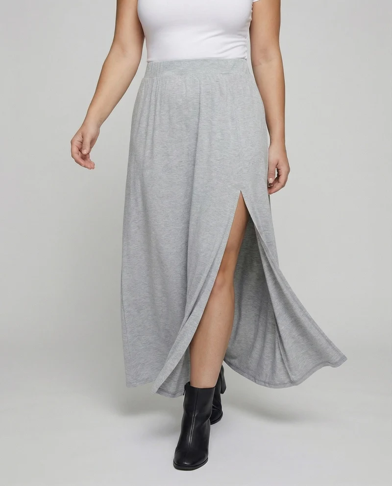 Damen Lagen-Maxi-Rock mit tiefem Seitenschlitz