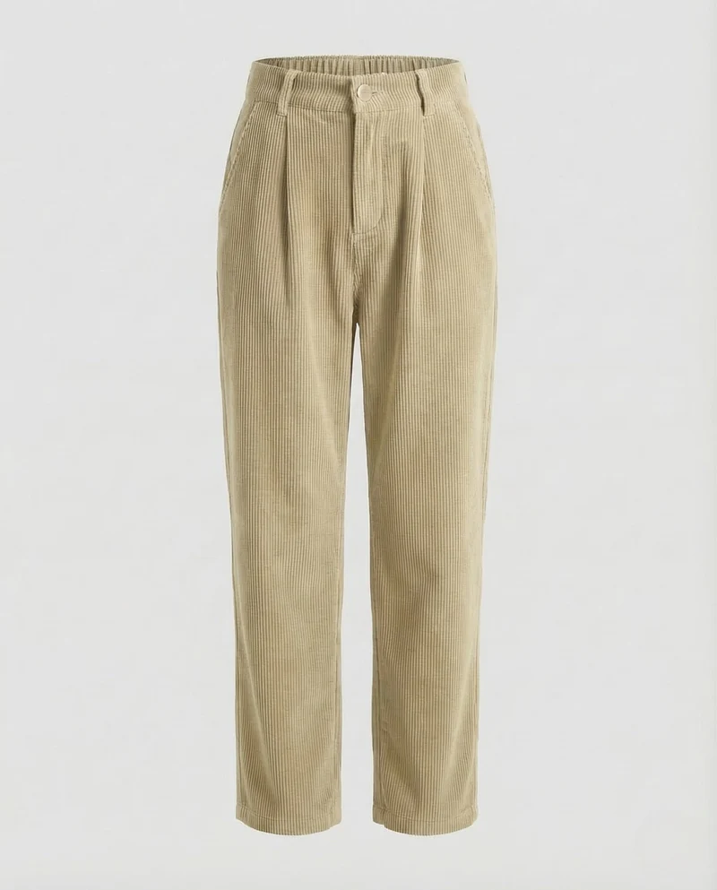 Damen Cordhose High Waist Bundfalten