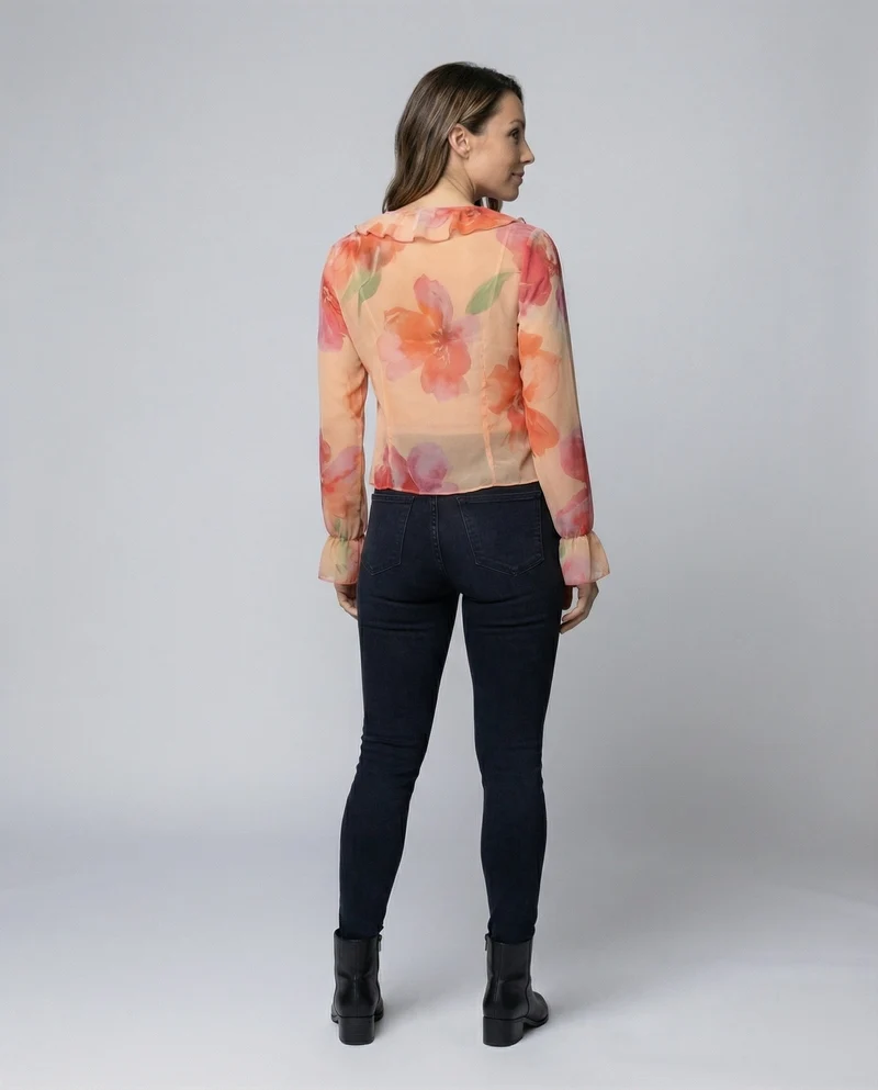 Damen Rüschenleiste Knoten-Kurzbolero