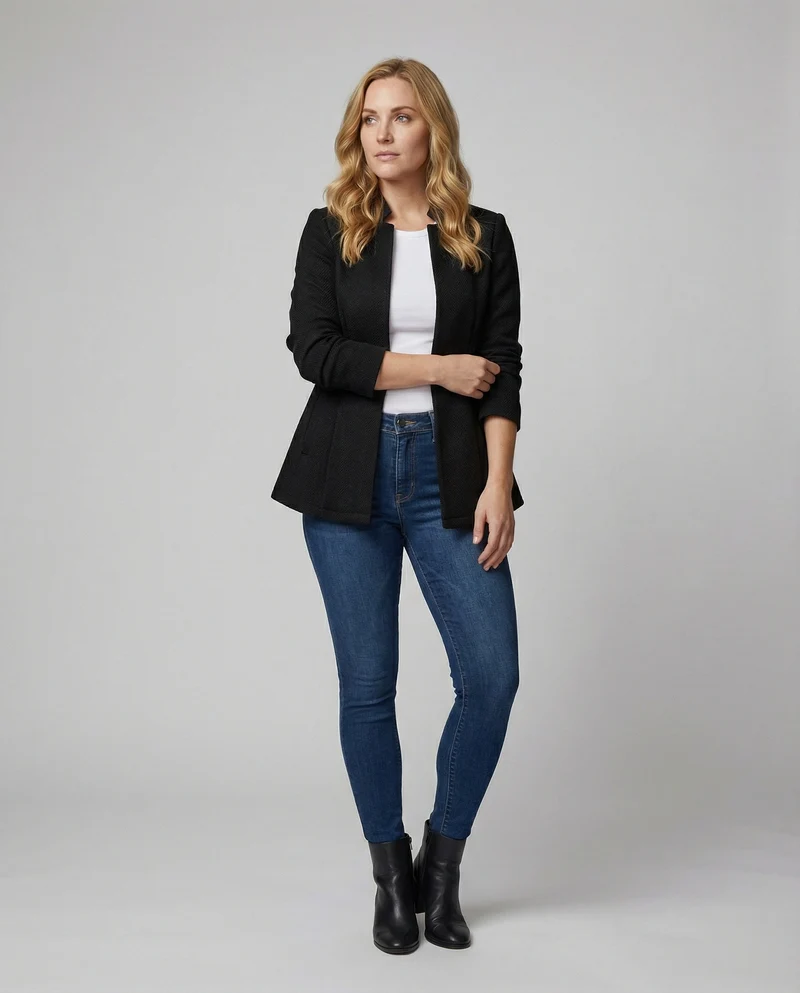 Damen Blazer ärmellos Hahnentritt