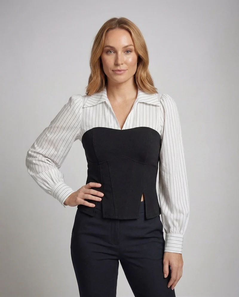 Damen Blusen-Corsagen-Top Hemdkragen