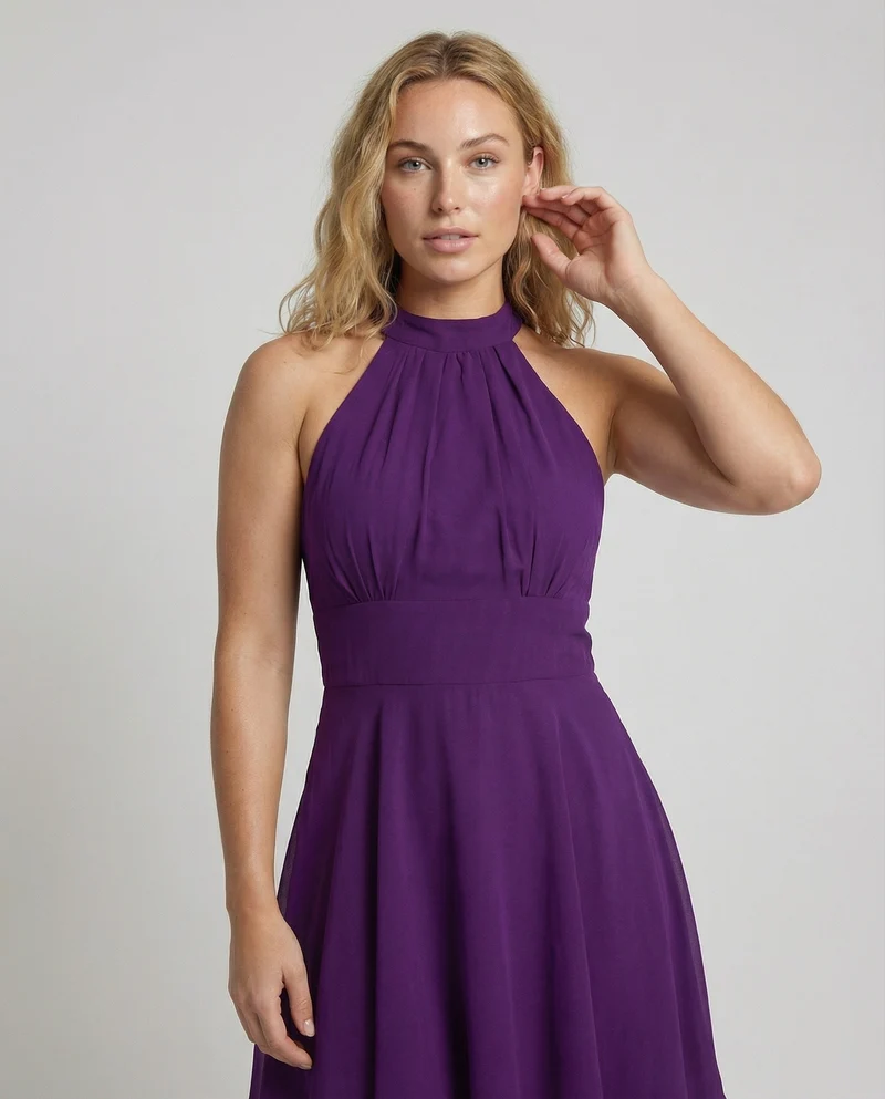Damen Elegante Asymmetrischer Stufensaum Chiffon Chiffon-Cocktailkleid