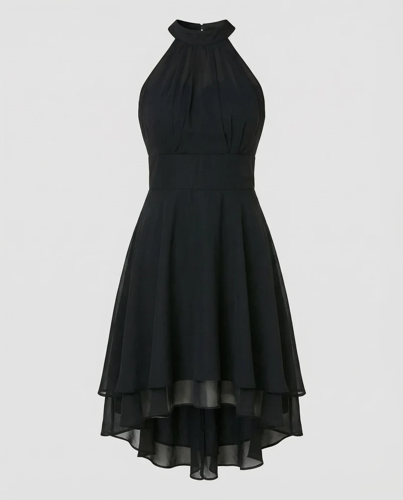 Damen Elegante Asymmetrischer Stufensaum Chiffon Chiffon-Cocktailkleid