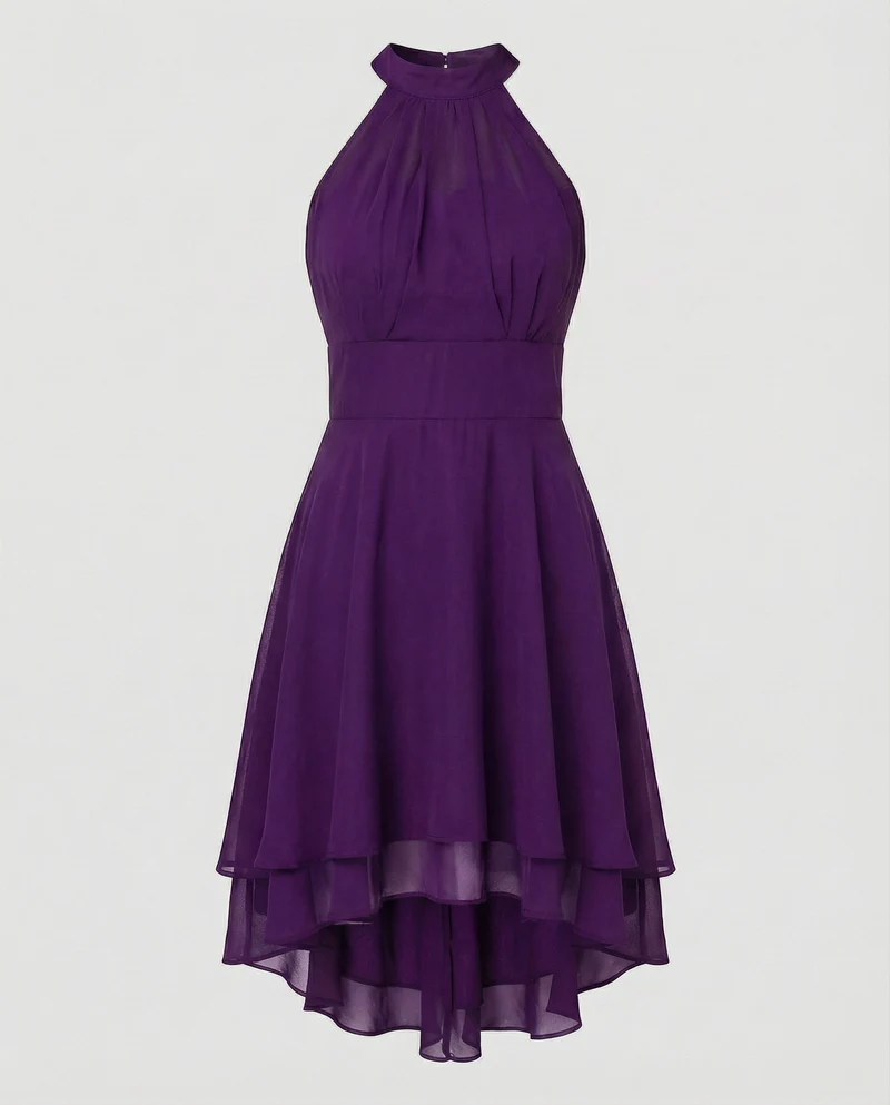 Damen Elegante Asymmetrischer Stufensaum Chiffon Chiffon-Cocktailkleid