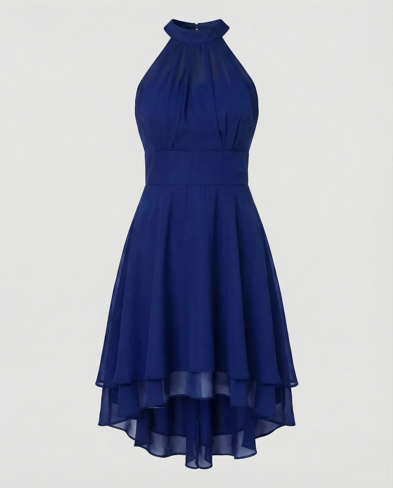 Damen Elegante Asymmetrischer Stufensaum Chiffon Chiffon-Cocktailkleid