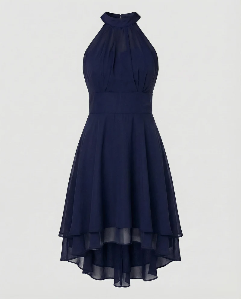 Damen Elegante Asymmetrischer Stufensaum Chiffon Chiffon-Cocktailkleid