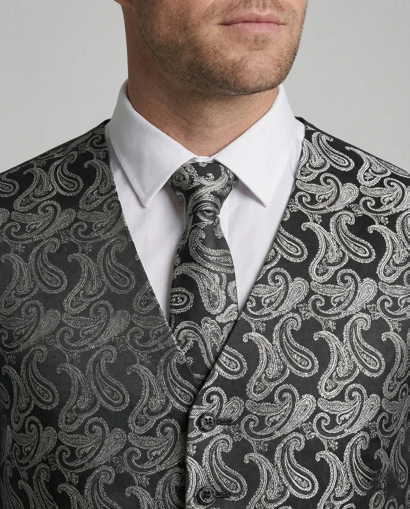 Herren Paisley-Jacquard-Weste mit V-Ausschnitt
