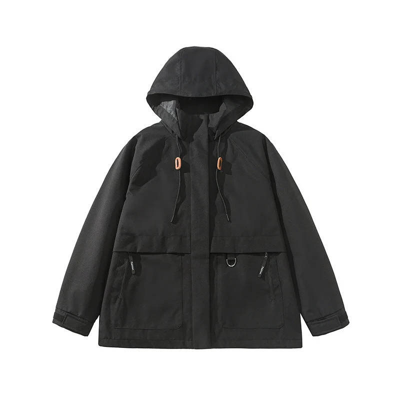 Damen technische Outdoor-Jacke mit verstellbarer Kapuze und großen Taschen
