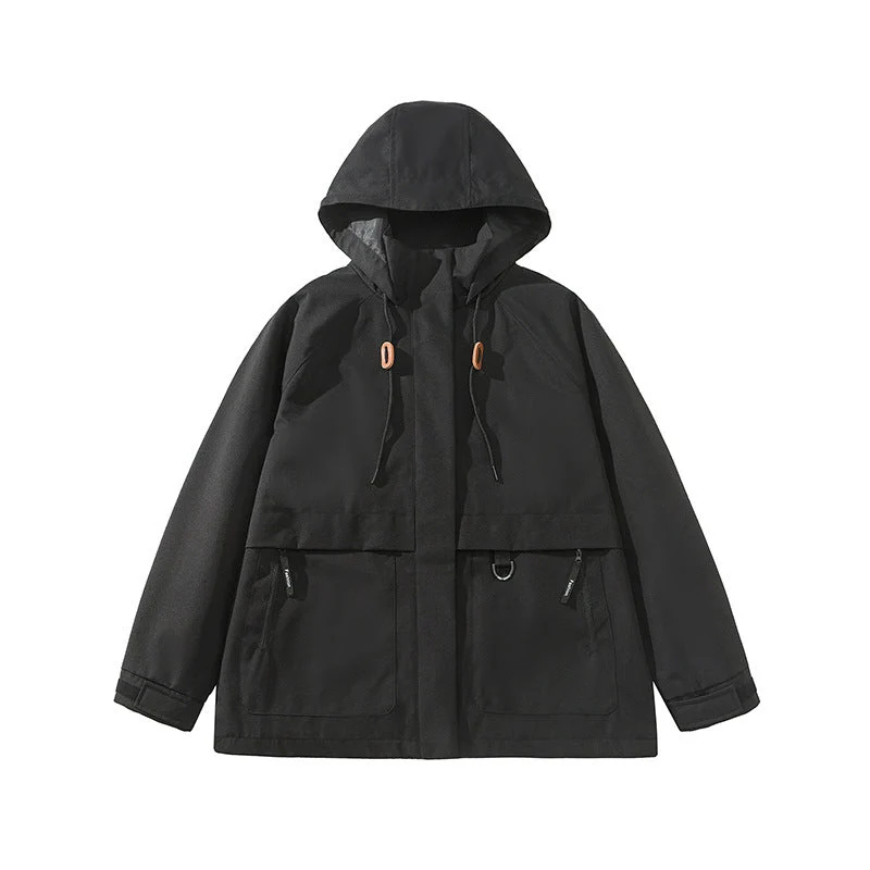 Damen technische Outdoor-Jacke mit verstellbarer Kapuze und großen Taschen