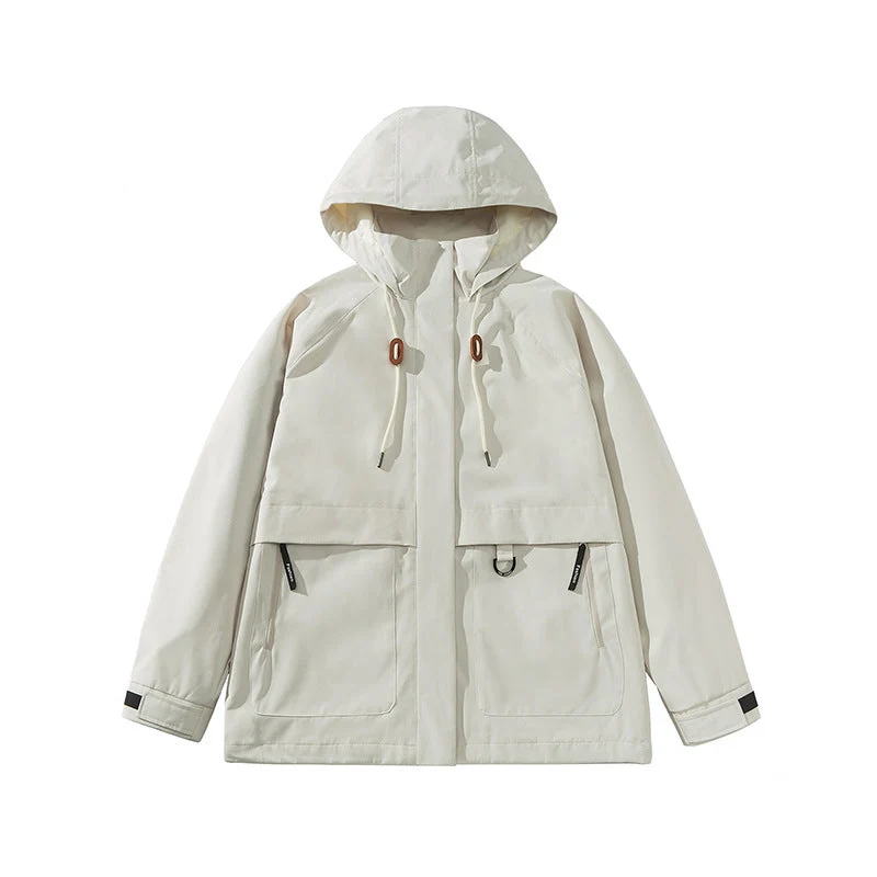 Damen technische Outdoor-Jacke mit verstellbarer Kapuze und großen Taschen