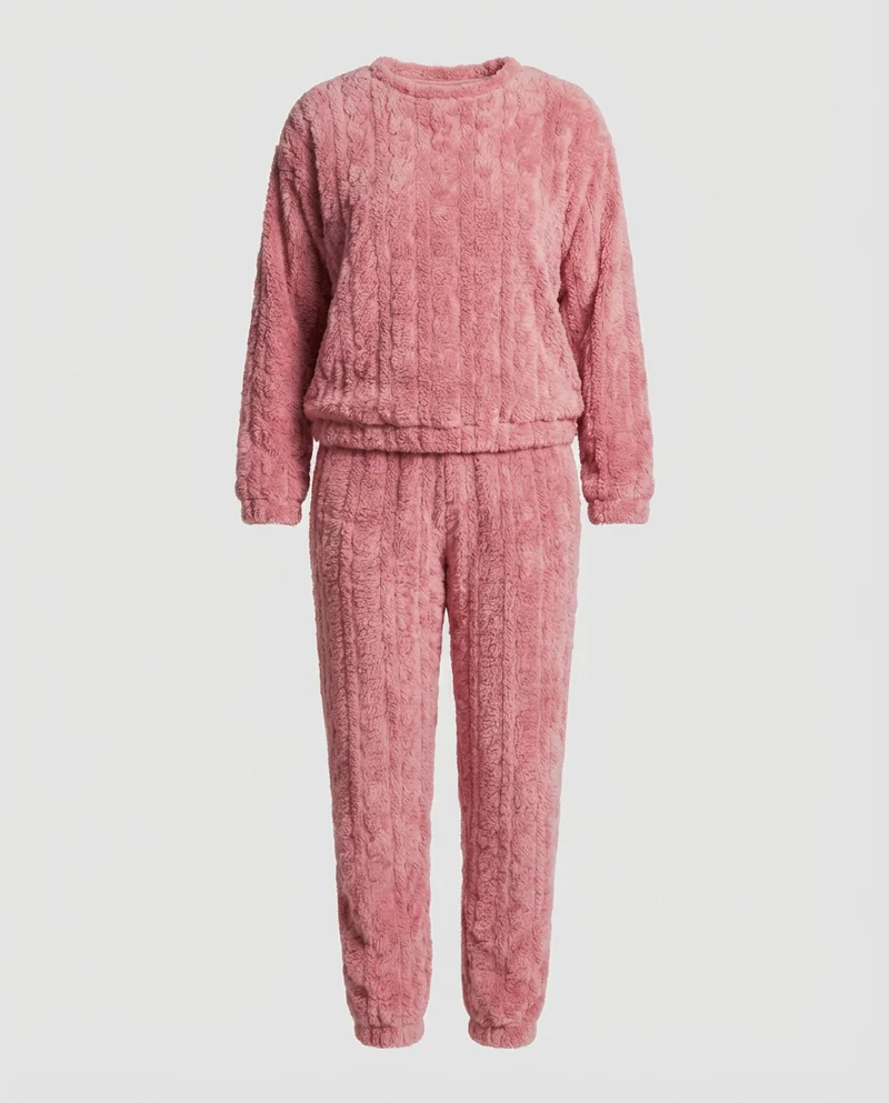 Kuscheliges Damen Fleece-Pyjama-Set