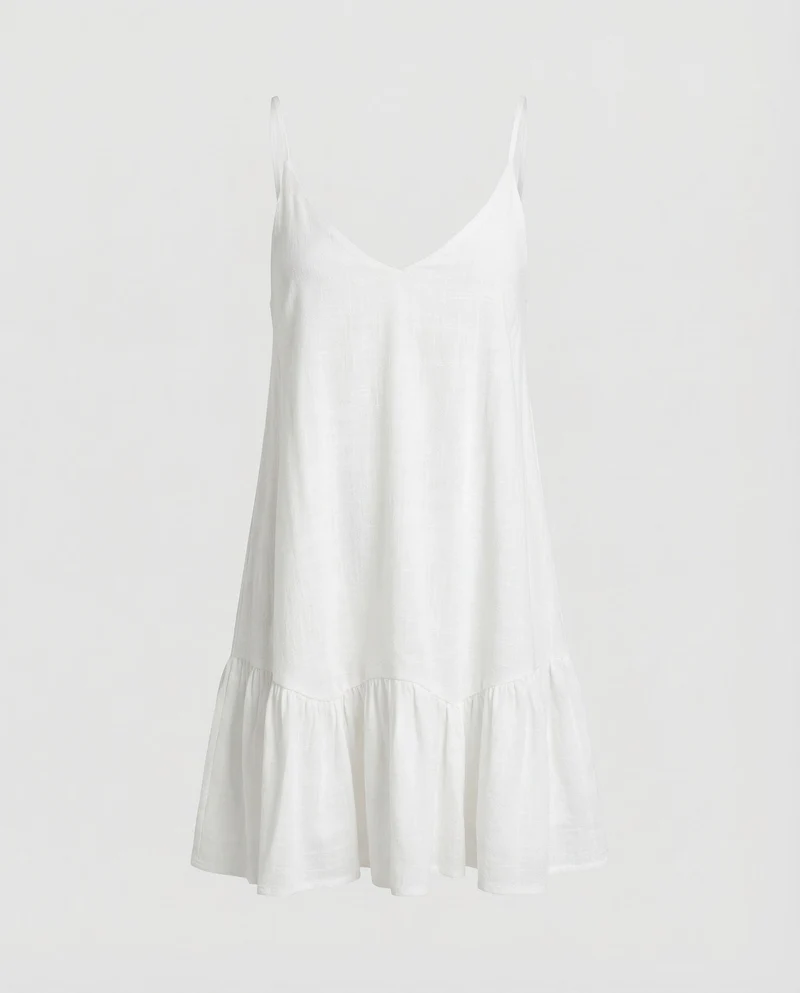 Damen Spaghettiträger-Minikleid Volantstufe