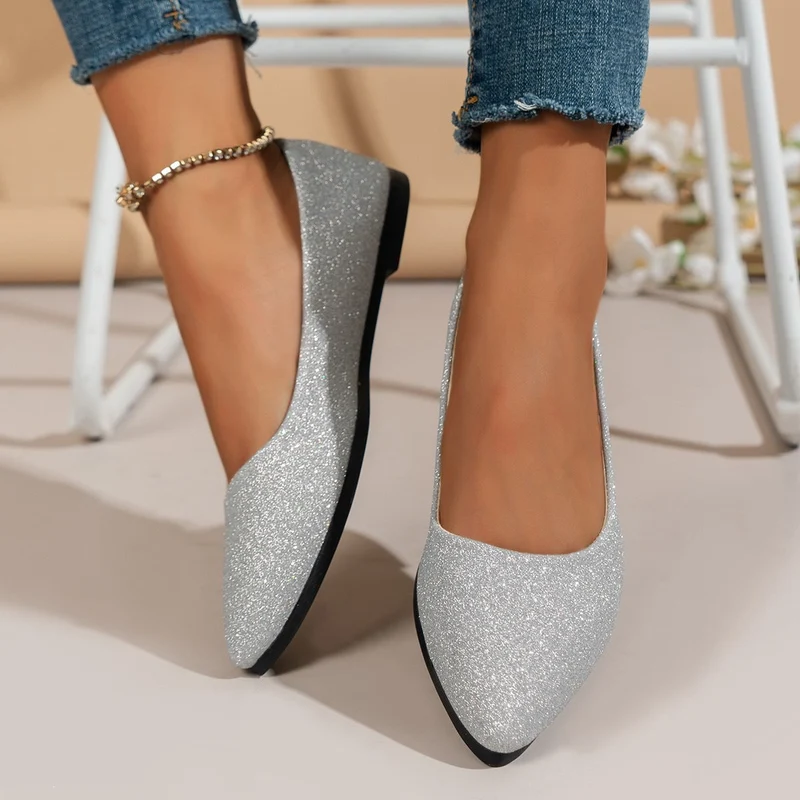Damen Glitzernde Ballerinas mit elegantem Schnitt