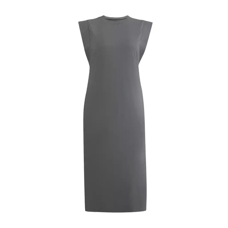 Damen Maxikleid mit schlichten Linien und modernen Schulterdetails