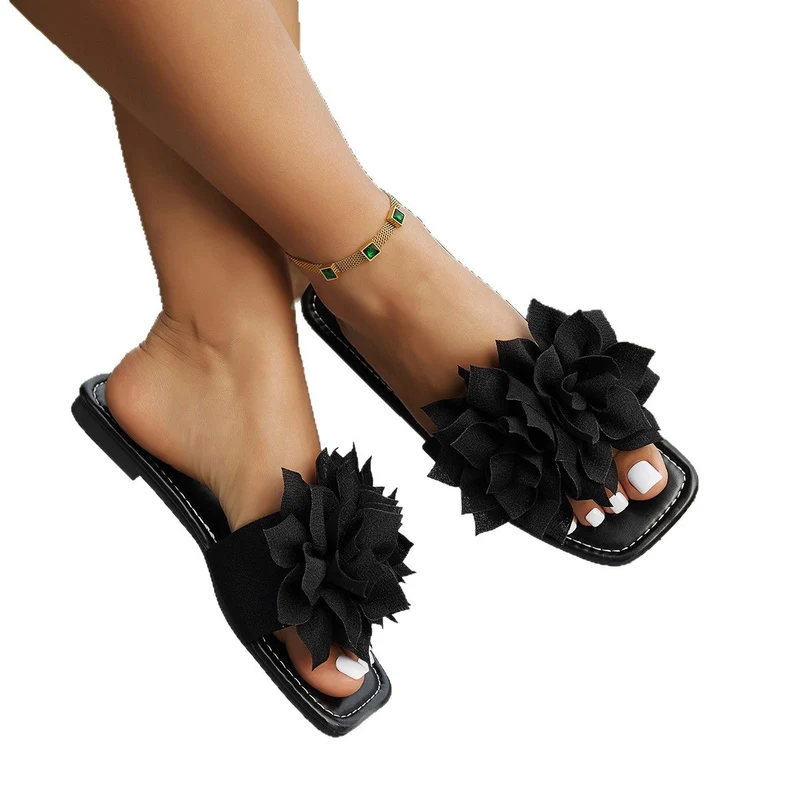 Damen Sommerliche Slides mit dekorativem Blüten-Detail Nord Taschen
