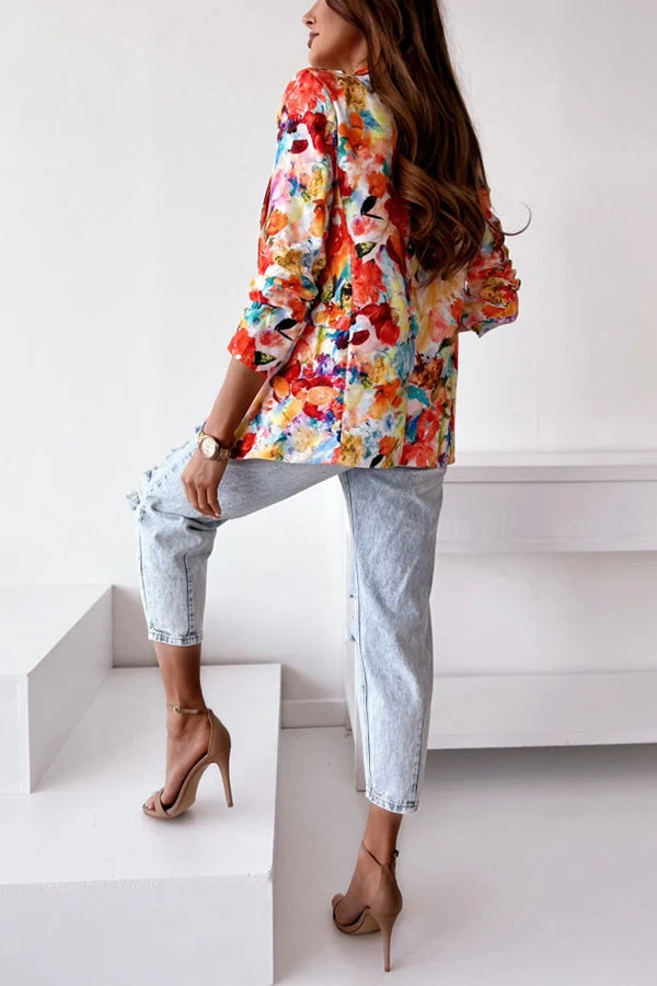 Freie und Echte Florale Revers Freizeitanzug Blazer