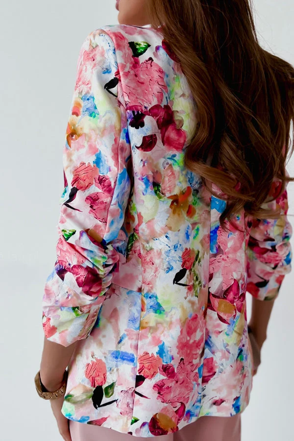 Freie und Echte Florale Revers Freizeitanzug Blazer