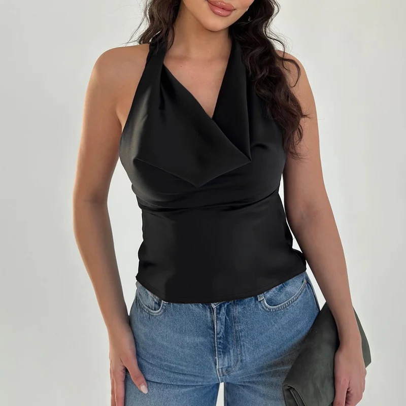 Damen Elegantes Open-Back Top mit langem Rückenausschnitt Nord Taschen